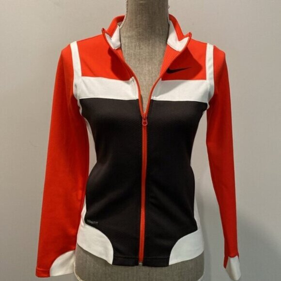 Nike Zip Jacket Red Brown White Small/Medium Fit Size L - Picture 3 of 15